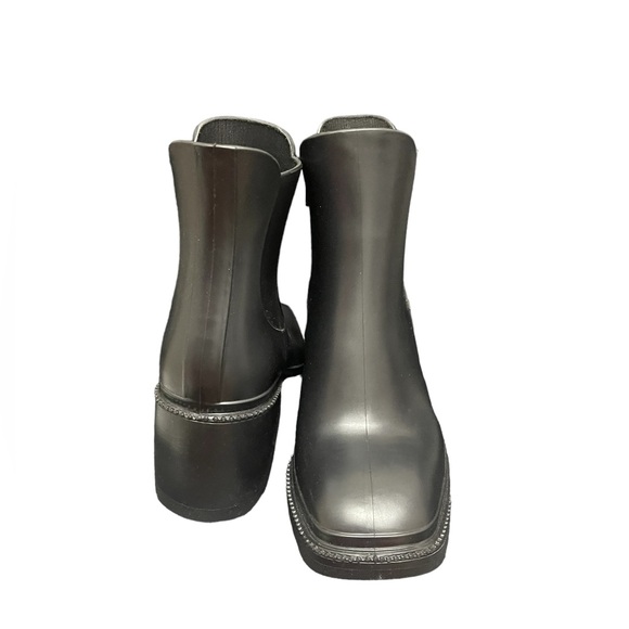🌼💚💚NEW. INC International Concepts Rain Boots Black Ankle Block - Picture 5 of 7
